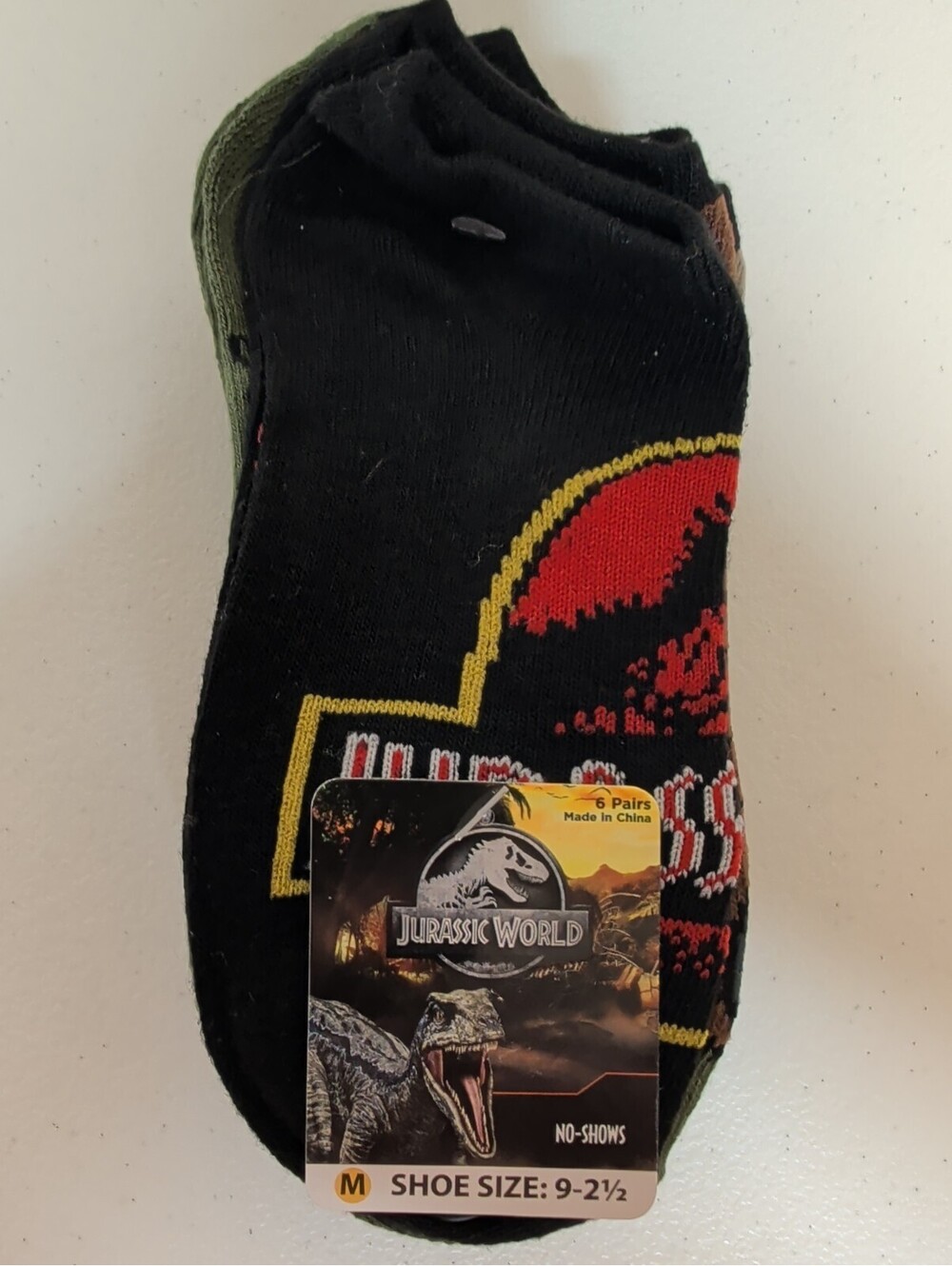 Universal "Jurassic World" Boys No-Show Socks M 9-2.5 6 Pairs